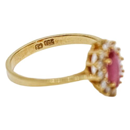 ANILLO ROSETÓN CON RUBÍ Y BRILLANTES