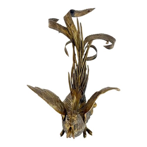 PAREJA DE FIGURAS DE GALLOS EN PLATA