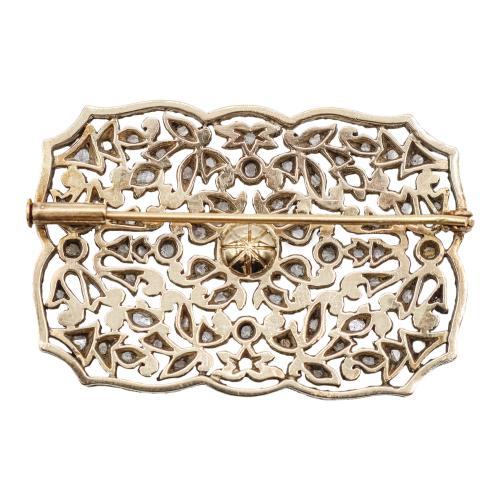 BROCHE CON DIAMANTES Y TURMALINA VERDE