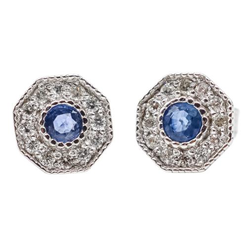 PENDIENTES ROSETONES CON ZAFIROS Y BRILLANTES