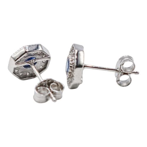 PENDIENTES ROSETONES CON ZAFIROS Y BRILLANTES