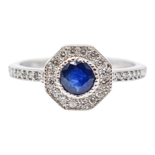 ANILLO ROSETÓN CON ZAFIRO Y BRILLANTES