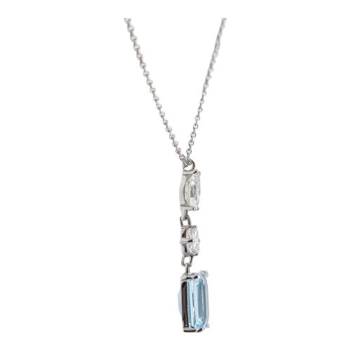 COLGANTE CON AGUAMARINA Y DIAMANTES