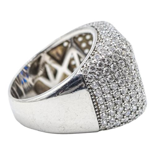 ANILLO SELLO CON CIRCONITAS Y CRISTALES AZULES