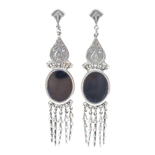 PENDIENTES LARGOS CON ÓNIX NEGRO 