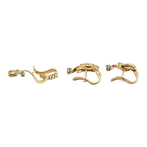 PENDIENTES Y COLGANTE CON ESMERALDAS Y BRILLANTES