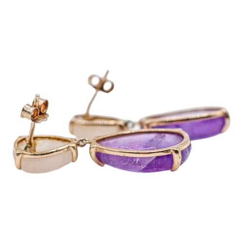 PENDIENTES CON AMATISTA Y CUARZO ROSA