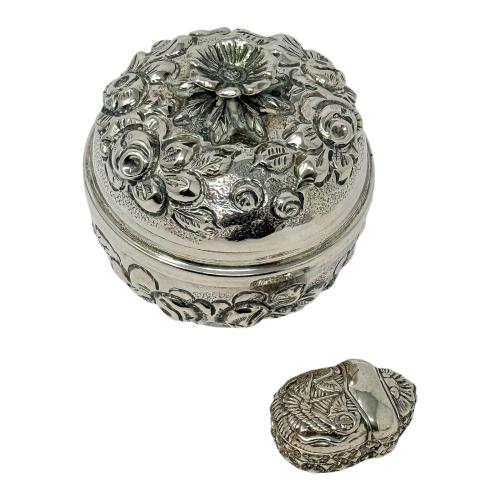 DOS CAJITAS PLATA LABRADA DE MEDIADOS DE SIGLO XX