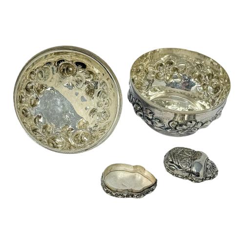 DOS CAJITAS PLATA LABRADA DE MEDIADOS DE SIGLO XX