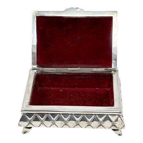 CAJA JOYERO EN PLATA DE MEDIADOS DE SIGLO XX
