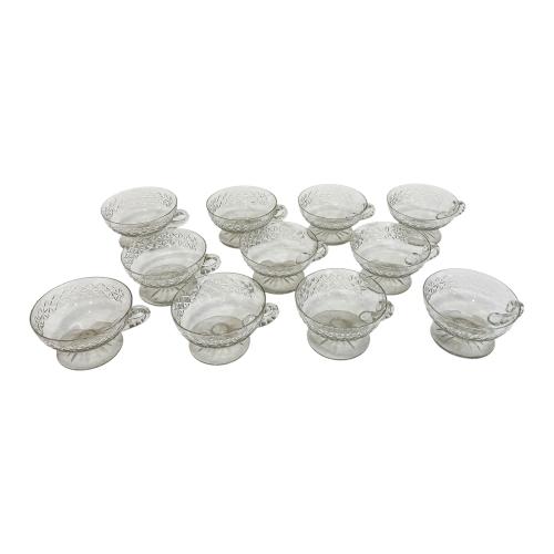 CONJUNTO DE 11 TACITAS EN CRISTAL DE MEDIADOS DEL S.XX