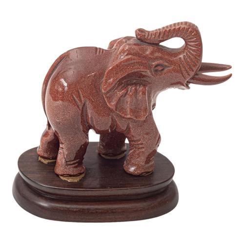 ELEFANTE EN AVENTURINA DE MEDIADOS DEL SIGLO XX