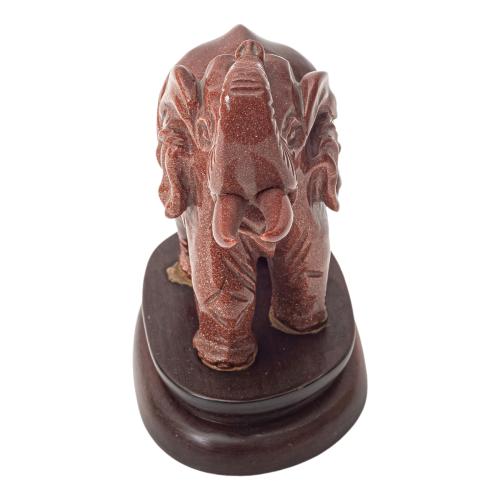 ELEFANTE EN AVENTURINA DE MEDIADOS DEL SIGLO XX