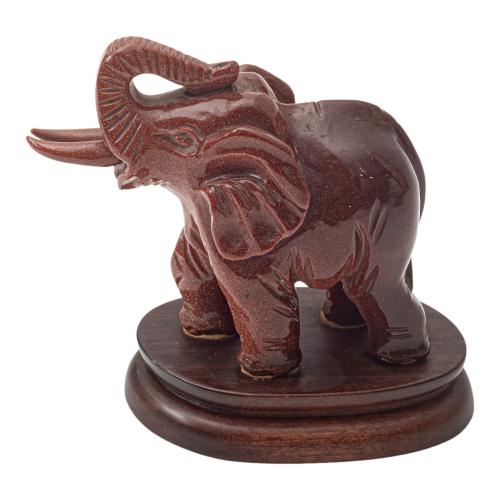 ELEFANTE EN AVENTURINA DE MEDIADOS DEL SIGLO XX