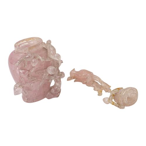 POTICHE CUARZO ROSA DE MEDIADOS DEL SIGLO XX