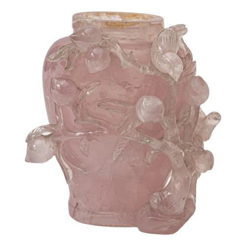POTICHE CUARZO ROSA DE MEDIADOS DEL SIGLO XX