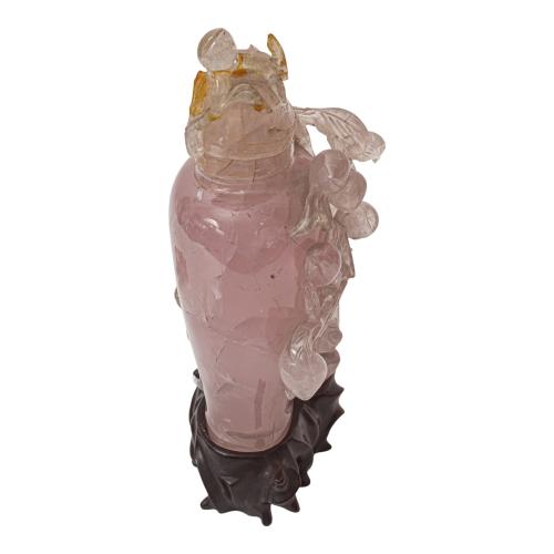 POTICHE CUARZO ROSA DE MEDIADOS DEL SIGLO XX