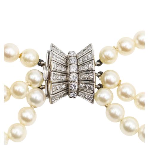 GARGANTILLA CON PERLAS Y BRILLANTES DE LOS AÑOS 60