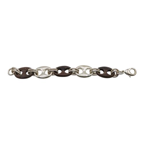 PULSERA MARINERA DE PLATA Y MADERA