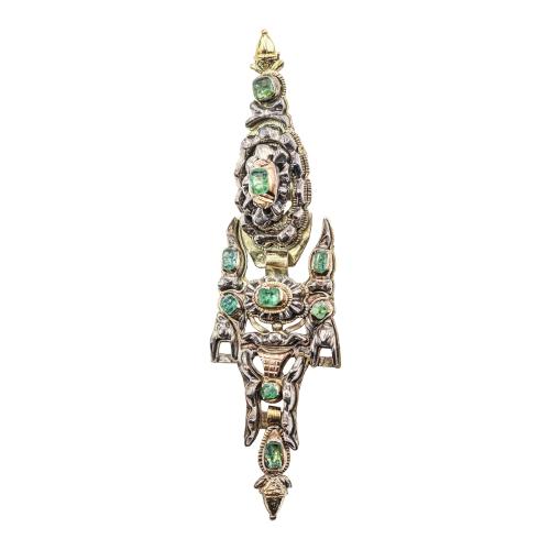 COLGANTE "ARRECADA" CON ESMERALDAS Y DIAMANTES, DEL S.XIX