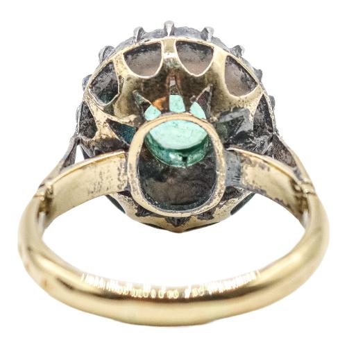 SORTIJA ROSETÓN CON ESMERALDA Y DIAMANTES, AÑOS 50