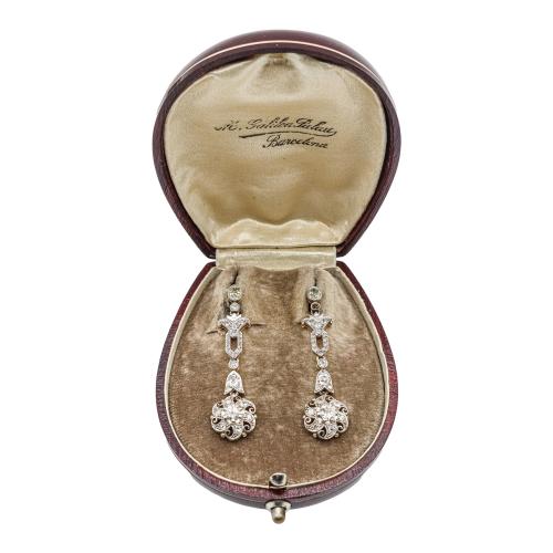 PENDIENTES LARGOS CON DIAMANTES, AÑOS 30