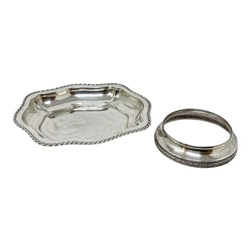 PEQUEÑO CENTRO Y BASE DE JARRÓN EN PLATA 
