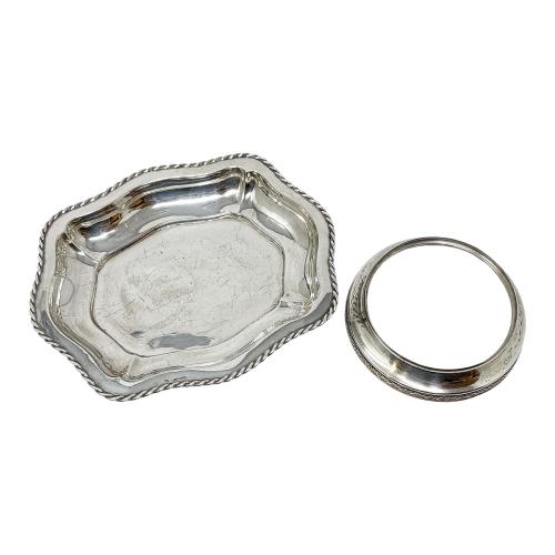PEQUEÑO CENTRO Y BASE DE JARRÓN EN PLATA 