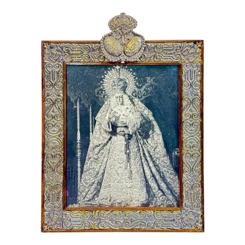MARCO CON ANAGRAMA DE LA VIRGEN MARIA DE MEDIADOS S.XX