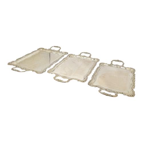 TRES BANDEJAS EN PLATA DEL ÚLTIMO CUARTO DEL S.XX