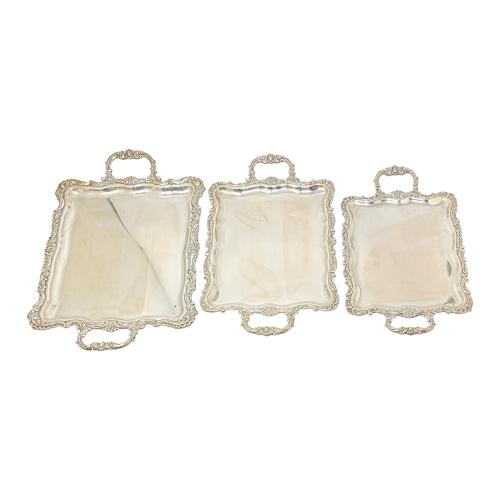 TRES BANDEJAS EN PLATA DEL ÚLTIMO CUARTO DEL S.XX