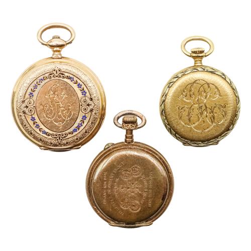 TRES RELOJES DE BOLSILLO DE DAMA, DEL S.XIX