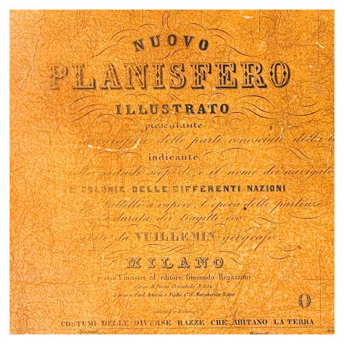 LITOGRAFÍA NUOVO PLANISFERIO ILLUSTRATO 