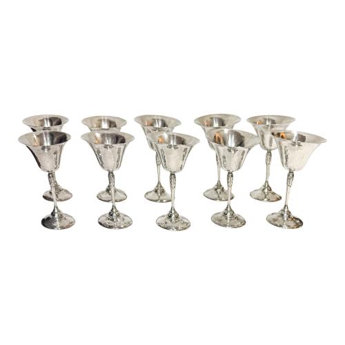 CONJUNTO DE DIEZ COPAS EN PLATA DEL PRIMER TERCIO DEL S.XX