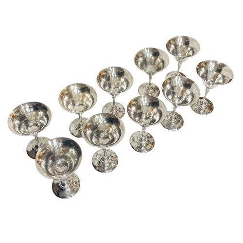 CONJUNTO DE DIEZ COPAS EN PLATA DEL PRIMER TERCIO DEL S.XX