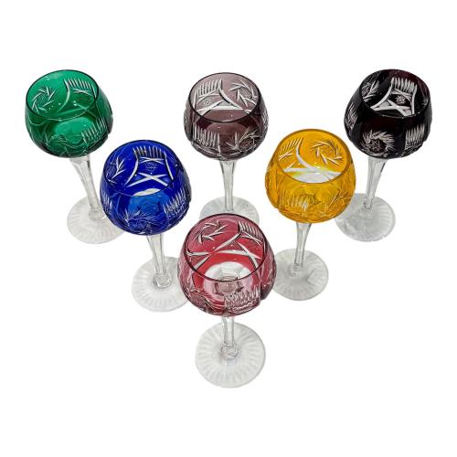SEIS COPAS EN CRISTAL DE BOHEMIA, DE MEDIADOS S.XX