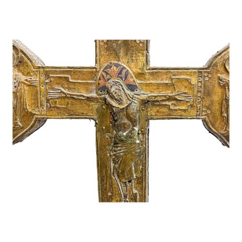 CRUZ PROCESIONAL O DE ALTAR ITALIANA DEL SIGLO XIV