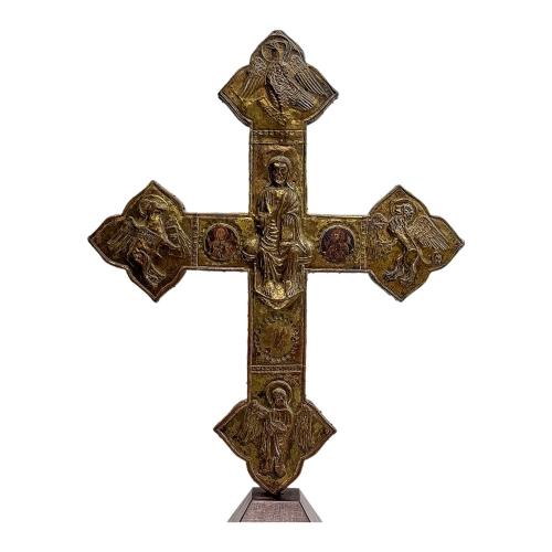 CRUZ PROCESIONAL O DE ALTAR ITALIANA DEL SIGLO XIV