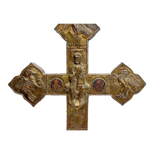 CRUZ PROCESIONAL O DE ALTAR ITALIANA DEL SIGLO XIV