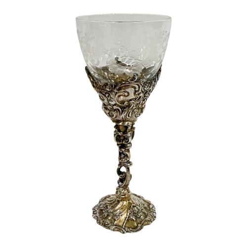 CONJUNTO LICORERO EN CRISTAL Y PLATA DEL PRIMER TERCIO S.XX