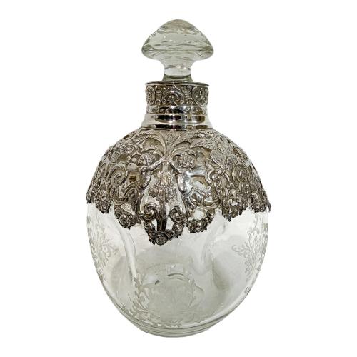 CONJUNTO LICORERO EN CRISTAL Y PLATA DEL PRIMER TERCIO S.XX