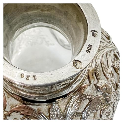 CONJUNTO LICORERO EN CRISTAL Y PLATA DEL PRIMER TERCIO S.XX