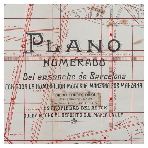 PLANO NUMERADO DEL ENSANCHE DE BARCELONA 