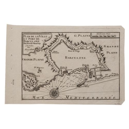 PLAN DE LA VILLE ET PORT DE BARCELONE  