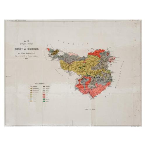 MAPA GEOLOGICO EN BOSQUEJO DE LA PROVINCIA DE GERONA 1886