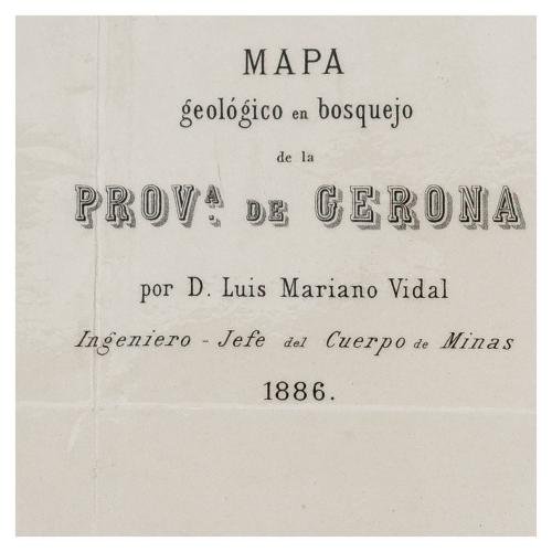 MAPA GEOLOGICO EN BOSQUEJO DE LA PROVINCIA DE GERONA 1886