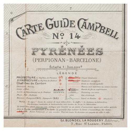 CARTE GUIDE CAMPBELL PYRÉNÉES Nº 14 (PERPIGNAN-BARCELONE)