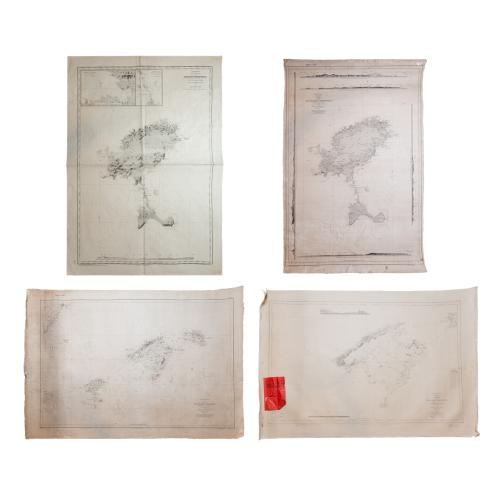 CONJUNTO DE CUATRO CARTAS NÁUTICAS DE LAS ISLAS BALEARES