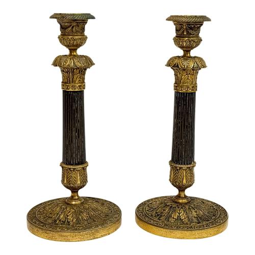 PAREJA DE CANDELEROS NAPOLEÓN III, DE FLES. S.XIX