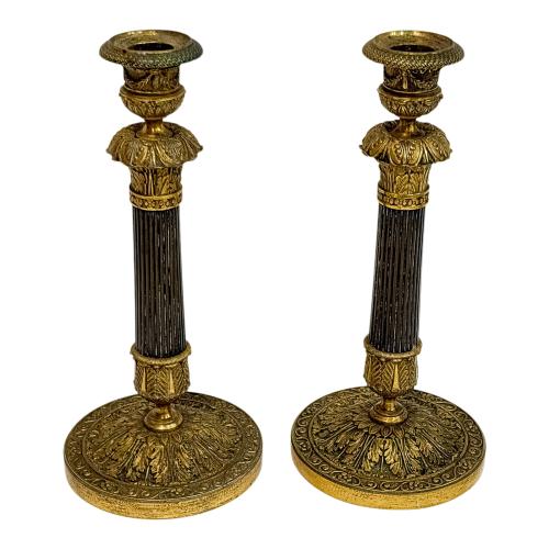 PAREJA DE CANDELEROS NAPOLEÓN III, DE FLES. S.XIX